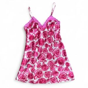 Ambrielle Pink and white floral lace Y2K Valentine’s slip dress size large